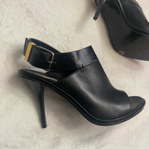 Balenciaga heeled slingback peeptoe mules black leather 38.5 - Picture 11 of 11